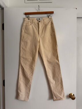 Hollister Ultra High-Rise Cream Corduroy Pants